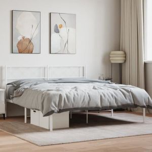 VidaXL Cadre de lit métal avec tête de lit blanc 120x200 cm