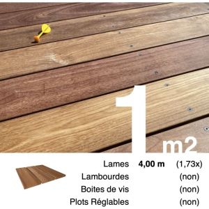 Planches de terrasse bois exotique CUMARU pour 1 m&sup2;, Longueur 4 m.