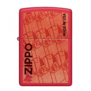 Zippo Briquet Temp&ecirc;te Design Red Matte - Rechargeable - Coffret Cadeau - M&eacute;tal - Fabriqu&eacute; aux USA