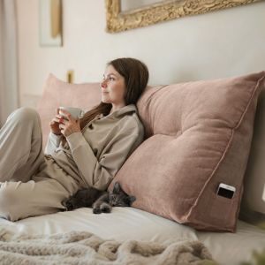 Bj&ouml;rn&Schiller coussin de dossier champagne 200 cm coussin de lecture pour lit et canap&eacute; coussin triangulaire coussin lombaire