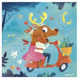 Janod Carte de V&oelig;ux Puzzle - Carte Cadeau Puzzle 25 Pi&egrave;ces Dolce Vita + 1 Carte + 1 enveloppe - Id&eacute;al Carte Anniversaire, Carte v&oelig;ux - D&egrave;s 3 Ans