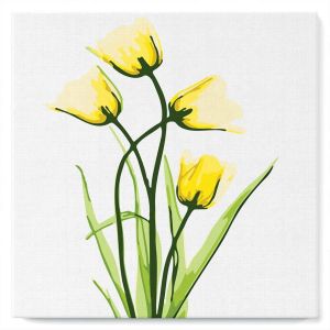 Mini peinture au numéro : Jolies Fleurs Jaunes - toile tendue sur chassis