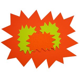 Image de APLI 15910 - Lot de 10 &eacute;tiquettes carton 780 g/m&sup2;, forme &eacute;clat&eacute; 48x64, coloris jaune/orange fluo