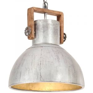 VidaXL Lampe suspendue industrielle 25 W Argent&eacute; Rond 40 cm E27