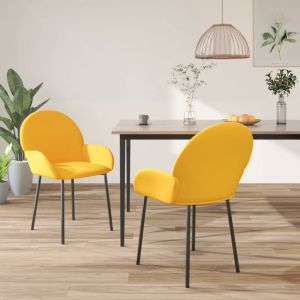 VidaXL Chaises de salle &agrave; manger 2 pcs Jaune Velours 344770