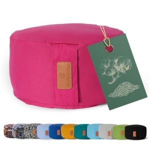 #DoYourYoga Coussin de Yoga »Vishnu« - Idéal pour Yoga, pilâtes et méditations prolongées - Housse retirable & Lavable - Dimension : H 15 cm, D env. 30 cm - Rose - Coques d'épeautre