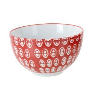 Jolipa Bol rouge &agrave; motifs ronds blancs en porcelaine