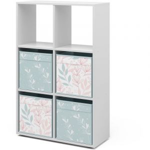 Vicco - Meuble de rangement cube , Blanc, 72 x 107.8 cm avec 4 boxes pliants opt.2