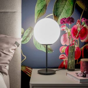 Fischer Lampe de table Lampe d'appoint Lampe de chevet Lampe de chambre &agrave; coucher Lampe de salon, m&eacute;tal Boule en verre, 1x E14, h 41,5 cm