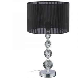 Relaxdays Lampe de chevet, aspect cristal, douille E27, abat-jour rond, H x D : 54 x 29,5 cm, chambre et salon, noir