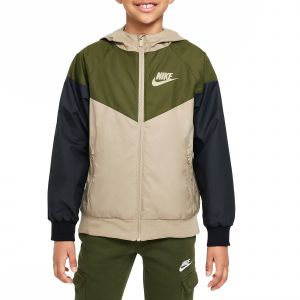Nike Veste a capuche enfant sportswear windrunner beige khaki noir l