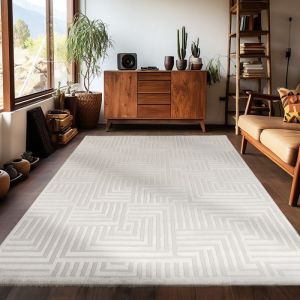 Carpetsale24 Tapis de salon 240x340 cm Blanc uni tapis poil ras moderne et doux tapis décoratif pour chambre et salle à manger