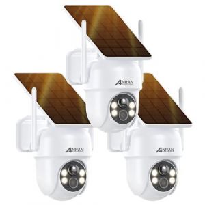 ANRAN cam&eacute;ra de Surveillance ext&eacute;rieure sans Fil Solaire 2K 3MP HD avec panneau Solaire int&eacute;gr&eacute; -Q4-3 pi&egrave;ces