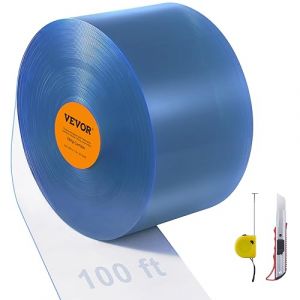 VEVOR Rideau à Lanière PVC, 3048x30,5 cm, Rideau Lamelles Transparent, Rouleau Bande de Porte en Plastique Lisse Épaisseur 3 mm pour Portes de Supermarché, Usine, Entrepôt, Centres Commerciaux, Garage