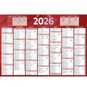 CALENDRIER 230 ROUGE 38,5 x 54 cm BOUCHUT