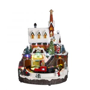 Luville Village de Noël Gare miniature - L24 x L24 x H33 cm - Multicolore