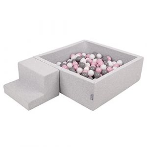 Aire De Jeux En Mousse Avec Carr&eacute; Piscine &agrave; Balles (100 Balles) Pour Enfants, Gris Clair: Blanc/Gris/Rose Poudr&eacute; - gris clair: blanc/gris/rose poudr&eacute;