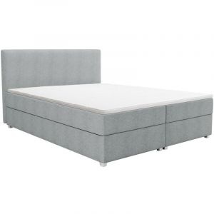 Ensemble complet boxspring tête de lit + sommier + matelas + surmatelas - 140 x 200 cm - Tissu - Gris clair - ONAN de YSMÉE