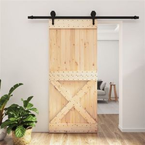 VidaXL Porte coulissante et kit de quincaillerie 90x210 cm pin massif, porte intérieure, porte de grange intérieure, porte de grange