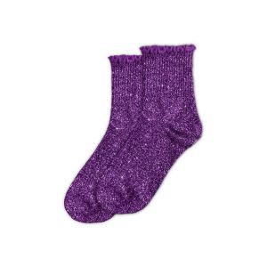 Sud trading Paire De Chaussettes Paillettes À Feston Violet