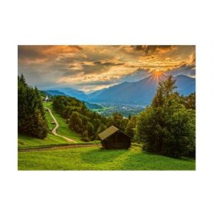 Schmidt PUZZLE 1500 PIECES : COUCHER DE SOLEIL SUR LE VILLAGE DE MONTAGNE DE WAMBERG