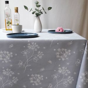 Fleur de Soleil Nappe Astrance gris coton enduit non ourlée 160x200