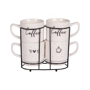 Table passion Tour de 4 mugs 39 cl blancs en porcelaine