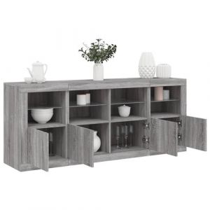 VidaXL Buffet avec lumières LED sonoma gris 163x37x67 cm, meuble de rangement, meuble de rangement cuisine, meuble de rangement de salon
