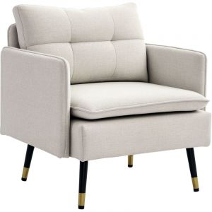 Homcom Fauteuil - Lin (100% polyester) - 76x68x80cm - crème