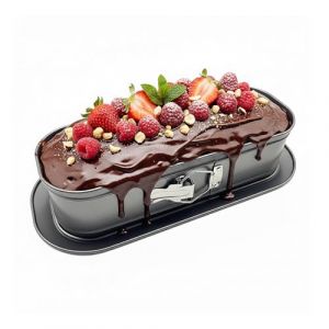 Relaxdays Moule à charnière, H x l x P : 8 x 30 x 12 cm, antiadhésif, Moule à gâteaux et Pains, Gris