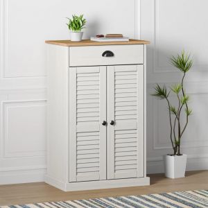 VidaXL Armoire à chaussures vigo blanc 60x35x96 cm bois massif de pin White
