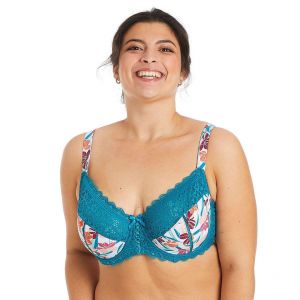 Soutien-gorge à armatures grand maintien turquoise/rose Eva