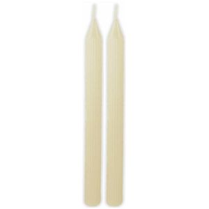 Ruedelafete Set de 2 bougies Flambeau Cannelées 25cm, ivoire