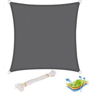 Image de Woltu Voile d'ombrage carré en polyester protection contre le soleil avec protection UV pour jardin ou camping 4x4m Gris