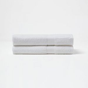 Lot De 2 Serviettes De Bain 100% Coton Blanc, 70 X 130 Cm