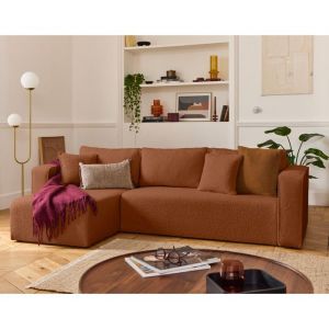 Bestmobilier - Topaze - canapé d'angle déhoussable réversible 4 places en tissu bouclette