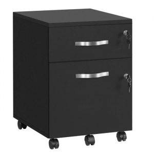 Caisson de bureau caisson de rangement classeur armoires basses 2 tiroirs pour dossiers suspendus noir