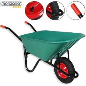 Monzana Brouette de jardin 100L en acier laqu&eacute; cuve verte charge max. 150kg