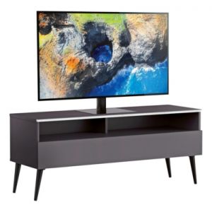 Image de Meliconi HALMSTAD 120 Meuble TV - Longueur 120 cm - DEMI-PORTE abattante finition BOIS - Pieds Scandinaves couleur Noir