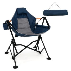 Chaise Hamac De Camping Pliable 95 X 71 X 90 Cm Confort Rembourr&eacute; Et Dossier R&eacute;glable En Tissu Oxford Bleu Helloshop26 20_0011195