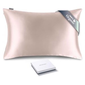 Image de RENESSY Taie d'oreiller en Soie Bio 50x75 cm - 100% Soie de Mûrier Bio, 22 Momme, Naturellement Hypoallergénique, Favorise la Santé des Cheveux et de la Peau, 1 Pièce
