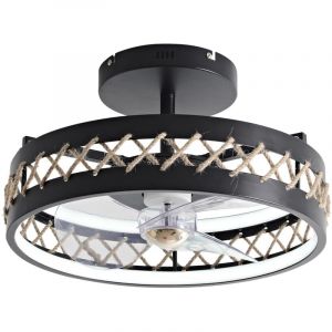 Lampe LED à ventilateur avec détails de finition en corde
