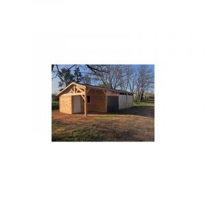 Abri Deux Pentes Faitage D&eacute;cal&eacute;, 550cmx1150cm, Bois douglas Fran&ccedil;ais, Carport, Auvent, Abri voiture