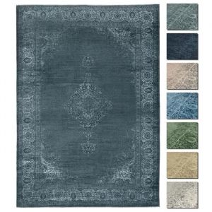 TESSO LIVING Vintage Tapis Couloir Anthracite 155 X 225 cm, Tapis Berere Poils Courts Lavable, Tapis Ethnique
