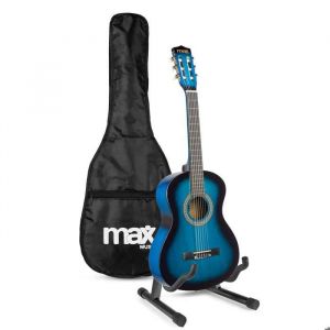 Max SoloArt Pack Guitare Classique Junior 3/4 avec Support - Bleue, Enfant 8 à 12 ans