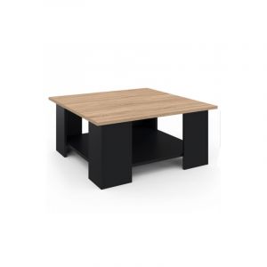 Idmarket Table basse carrée ELI noire plateau façon hêtre