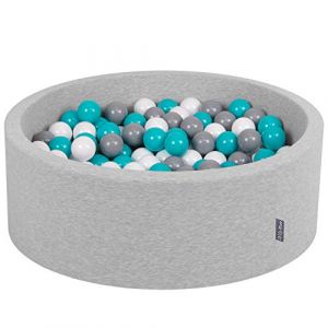 90X30cm/200 Balles ? 7Cm Piscine &agrave; Balles Pour B&eacute;b&eacute; Rond Fabriqu&eacute; En ue, Gris Clair: Gris/Blanc/Turquoise - gris clair: gris/blanc/turquoise