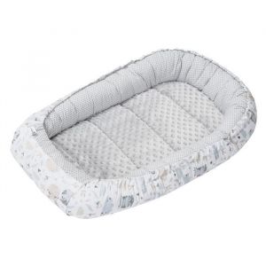 Medi Partners Reducteur de lit Bébé Cocon 100x60x15cm 100% Coton Baby Nest Nouveau-né Nid de Bébés Oreiller Couverture Insert Amovible (Glade avec Minky Gris)