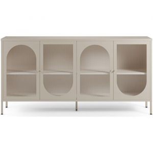 Buffet 4 portes en m&eacute;tal beige 160 cm - Ysia