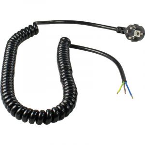 AS Schwabe Anschluss Spiralkabel 230V 16A schwarz 4m H05VV-F 3G1,5 IP20